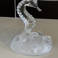 Vintage Cristal D'Arques Art Glass Seahorse Figurine 24% Lead Crystal France 6”
