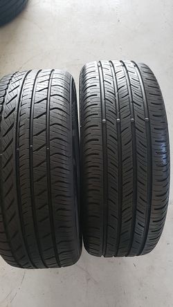 One is a continental the other is a Kumho in good condition 2 tires 205 55 16 80%. Treated