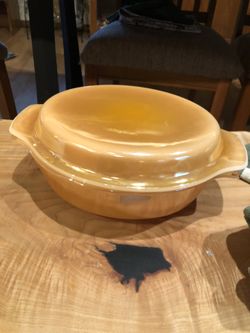 Vintage Anchor Hocking Peach Lustre Casserole 