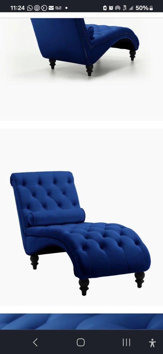 Luxury Blue Velvet Chaise Lounger