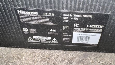 75” Hisense Roku TV