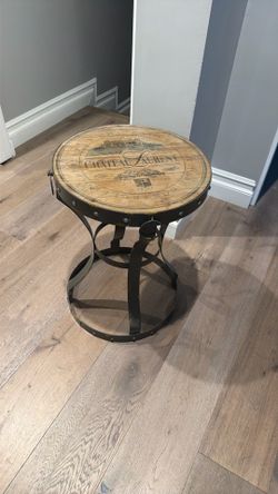 wine barrel side table