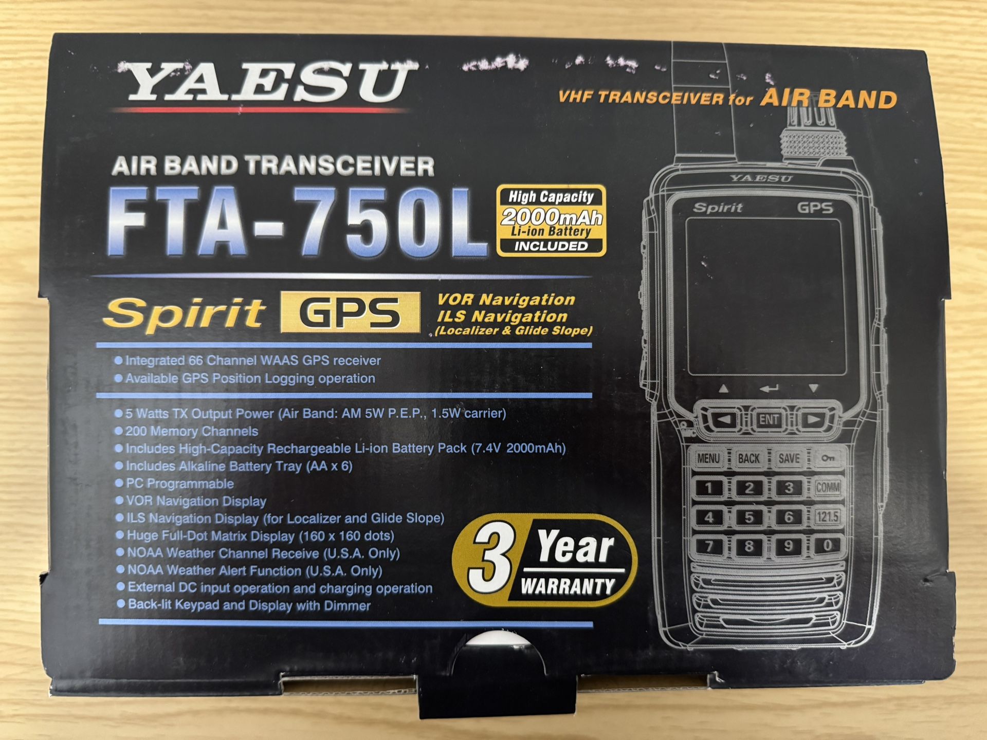 Yaesu FTA-750L Handheld VHF Transceiver W/GPS