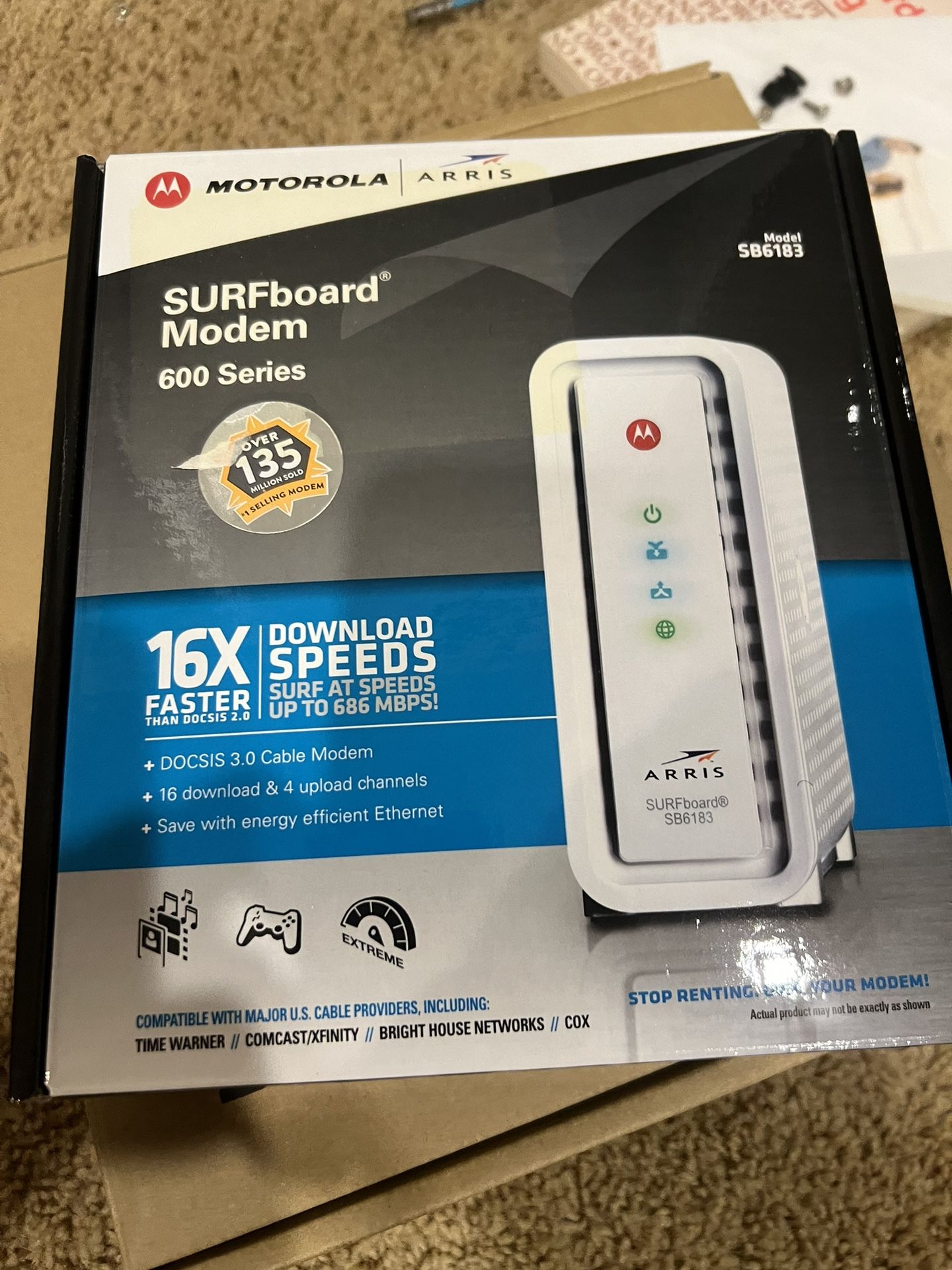 ARRIS Surfboard SB6183 Cable Modem, White