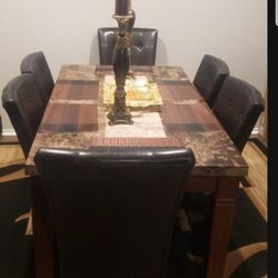 MARBLE TOP DR TABLE SET
