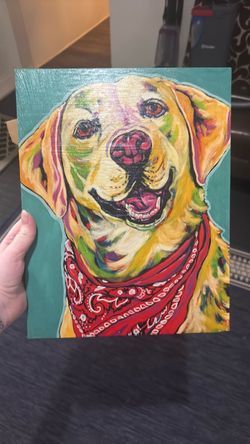 Colorful Dog Portrait Painting on Canvas