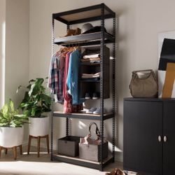 New Black Metal 4-Shelf Closet Storage Racking Organizer