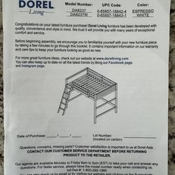 White Loft bed- Full-size