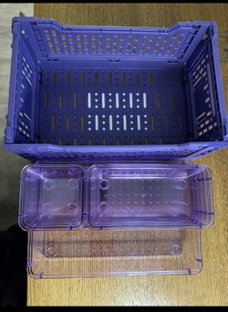 Purple Make Up Drawer Organizers & Small Basket 