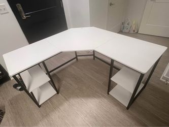 L Shaped Desk with Shelves Corner Computer Desk