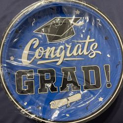 Blue Grad Paper Plates