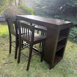 Bar table and chairs set wood 