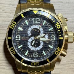 Invicta Gold-Tone Chronograph Watch – Diver Style