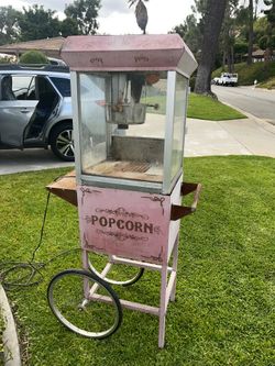 Old Fashioned Movie Time Popcorn Machine Cart