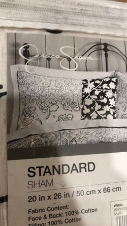 New Jessica Simpson Standard Shams 100% Cotton Black& White 20x26in