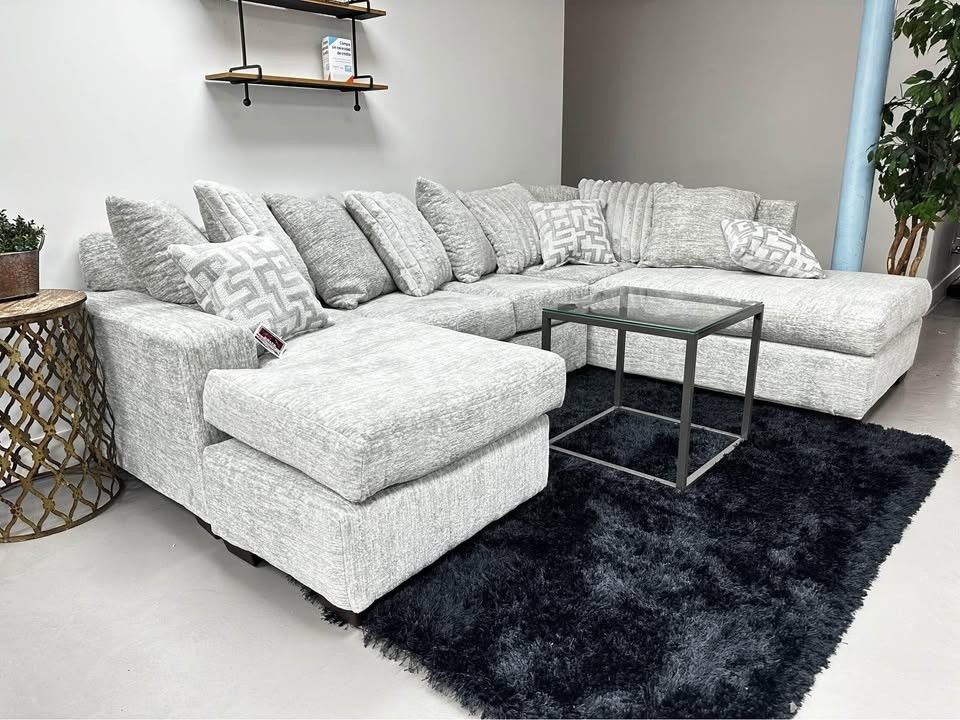 Brand New Dark Grey/Grey Upholstered Sectional Sofa/Couch - Same Day Delivery