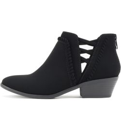 Cut Out Block Heel Ankle Boots