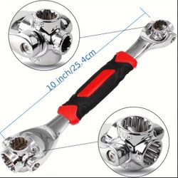 52 In 1 Universal Socket Wrench, Professional Multifunction Wrench Tool With 360 Degree Rotating Head, Spanner Tool With Rubber Handle,