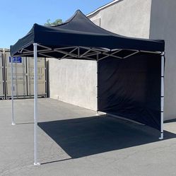 BRAND NEW $109 Heavy Duty Canopy 10x10 FT with (1) Sidewall, Ez Popup Outdoor Party Tent (Blue, Red)