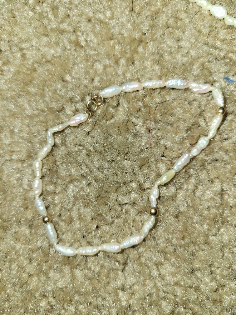Rice Pearl Collection With Gold