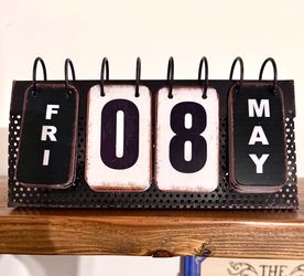 Metal Metal Vintage Industrial Flip Calendar