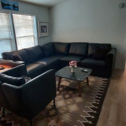 IKEA Leather Couch and IKEA Chair