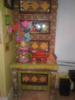 Tiled table door