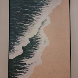 Surf Seascape, Ocean wave crashing onto beach, acrylic painting with Texture Hand Painted art.