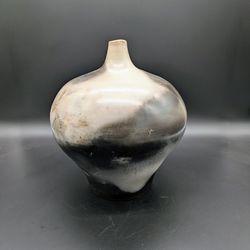 Vintage Chinese Studio Art Smoke-Fired Ceramic Vase