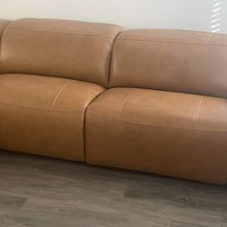 5 Pc Saddle Leather Reclining Sectional