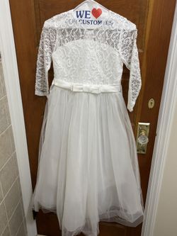 Girls White Communion Or Flower Girl Dress Size 10