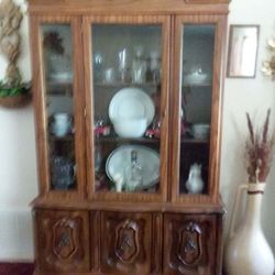 Beautiful China Cabinet With Included Items Inside