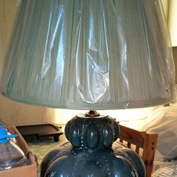 Vintage Carl Falkenstein Green Hand Painted Glass Lamps 