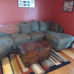 Carson's Cuddler Sectional Room Set W/ Wine Storage Tables (Couch, Blanket,Lamp, Rug, $1.5-3K Sectional