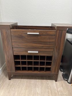 Dark Wood Bar Cabinet with Wine Rack