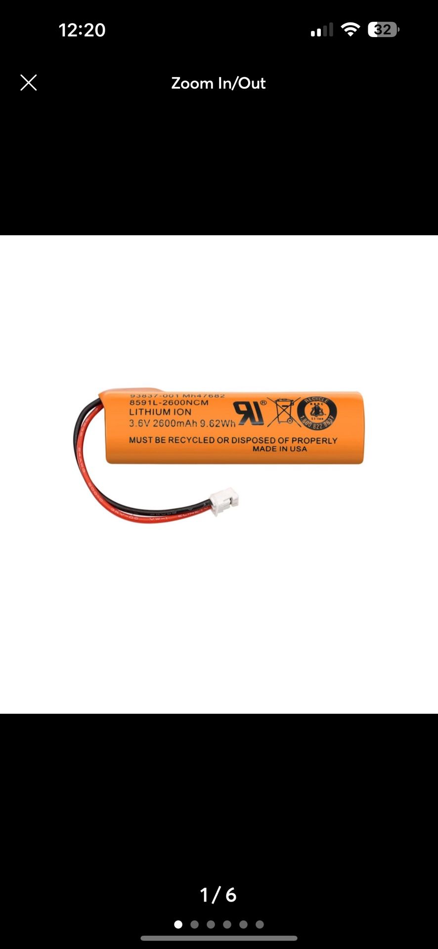 Wahl 93837-001 Replacement Battery Part No. 93837-001