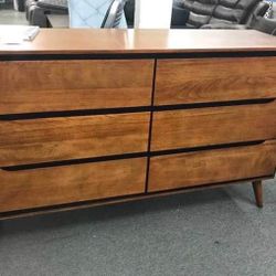 New Mid Century Dresser.  Oak Finish.  58” X 17”D X 36”H.  Free Delivery!
