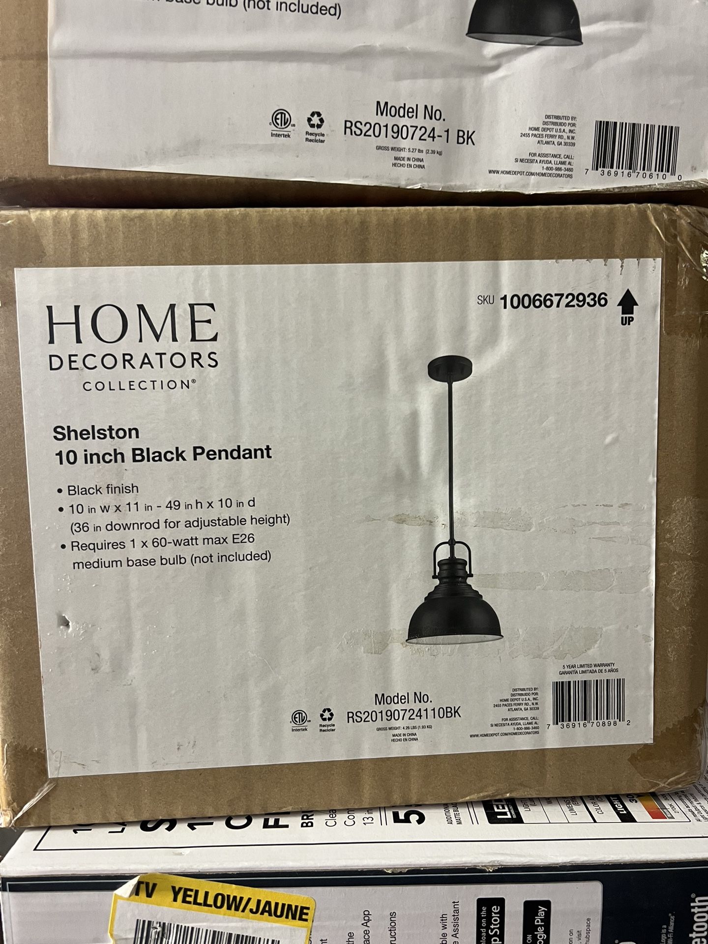 HOME DECORATORS COLLECTION® Shelston 10 inch Black Pendant • Black finish • 10 in W x 11 in - 49 in h x 10 in d (36 in downrod for adjustable height)