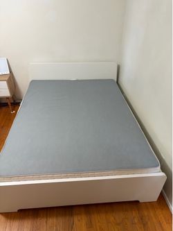 IKEA Queen Platform Bed Frame White with Slats