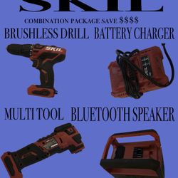 4 Never Used Skil Electric combo Deal Dill/charger/speaker/multi Took