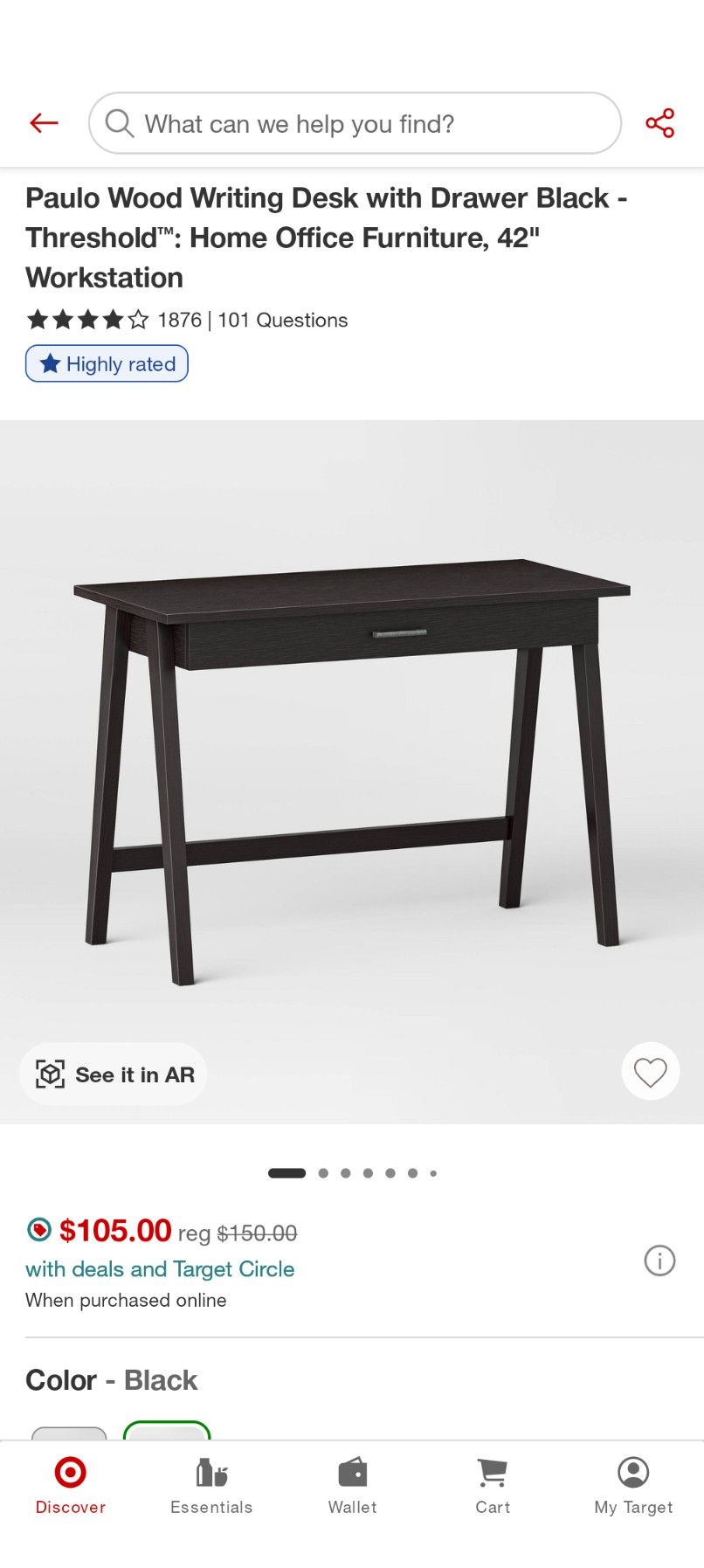 Target Paulo Black Desk