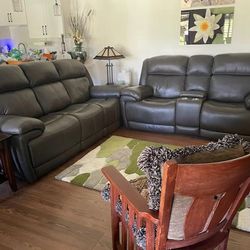 Two Leather Reclining Sofas.  Like New!