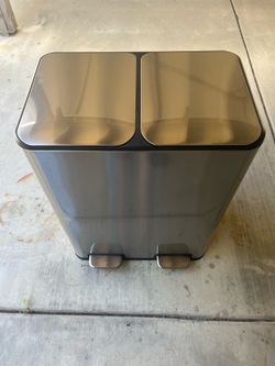 Silver dual trash can