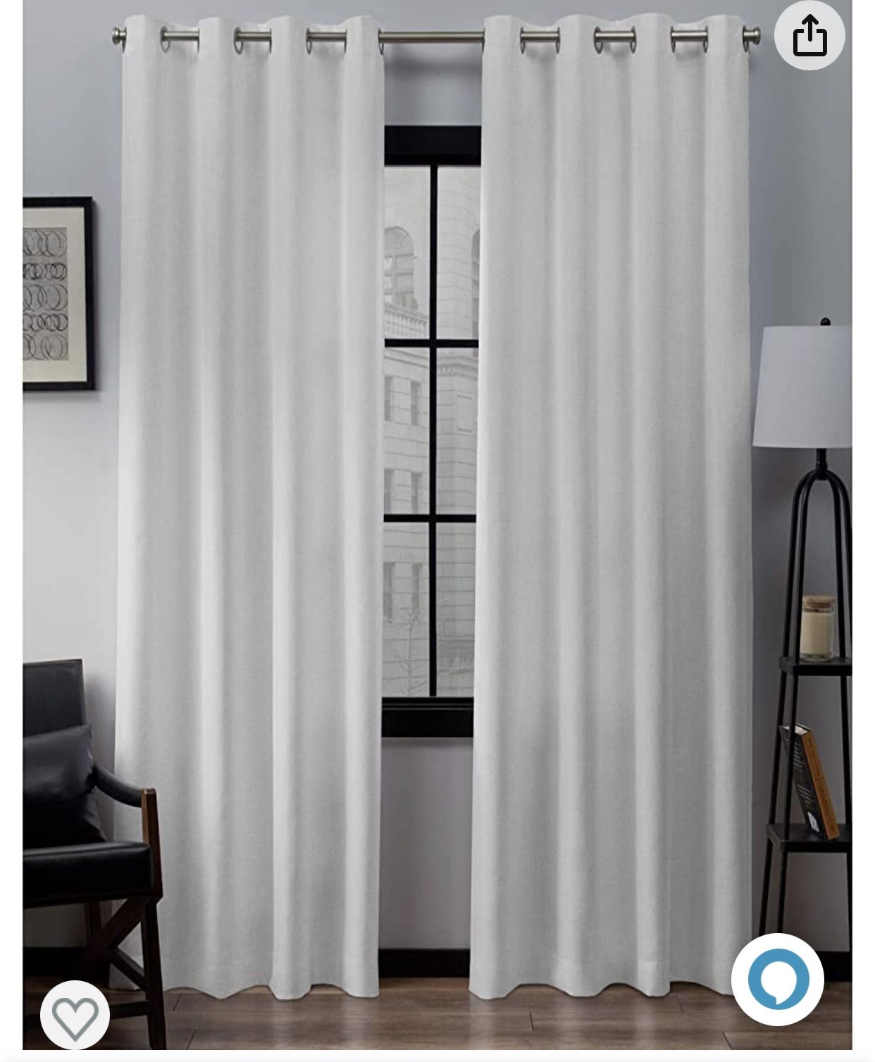 New White Curtains-2 Panels Each Panel Is 52x96L-Darkening Curtains