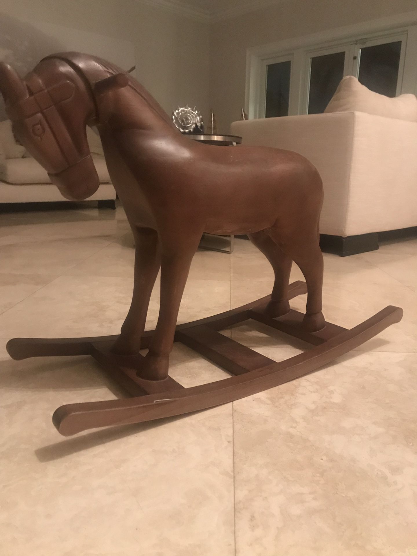 RESTORATION HARDWARE VINTAGE WOOD CAROUSEL HORSE - NATURAL