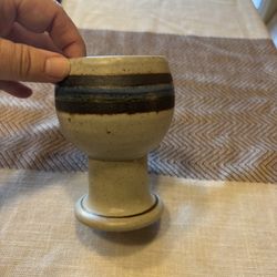 Vintage Otagiri Horizon Stoneware Goblet Speckled Stoneware 