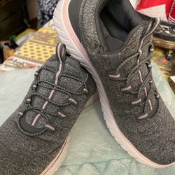 Gray & Pink Tennis Shoes, Size 8 Wide