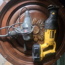 Cord Less 18volt Dewalt Sawsaw And Ryobi Corded Drill