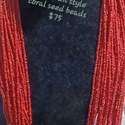 Vintage Native American Style Coral Seed Beads