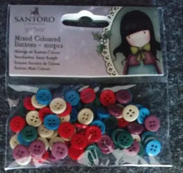 Santoros Gorjuss Coloured Mixed Buttons 100 pieces per pack